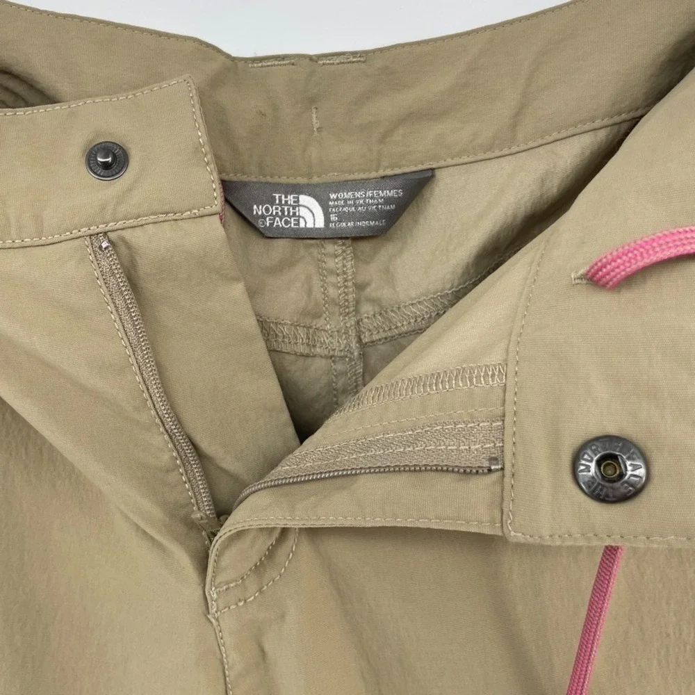 North Face Women's Convertible Pants Size 16 Beige‎ Hiking Drawstring Nylon
